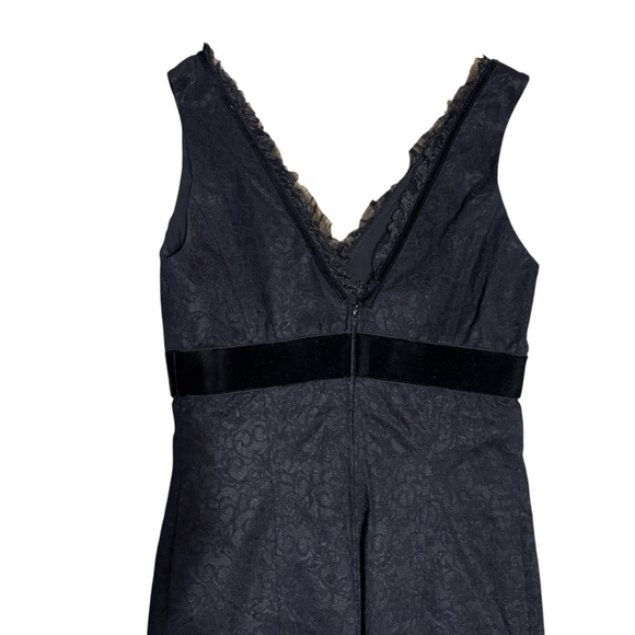 Betsey Johnson Vintage Black Velvet Bow Knee Length Dress Size 4 - Picture 3 of 10